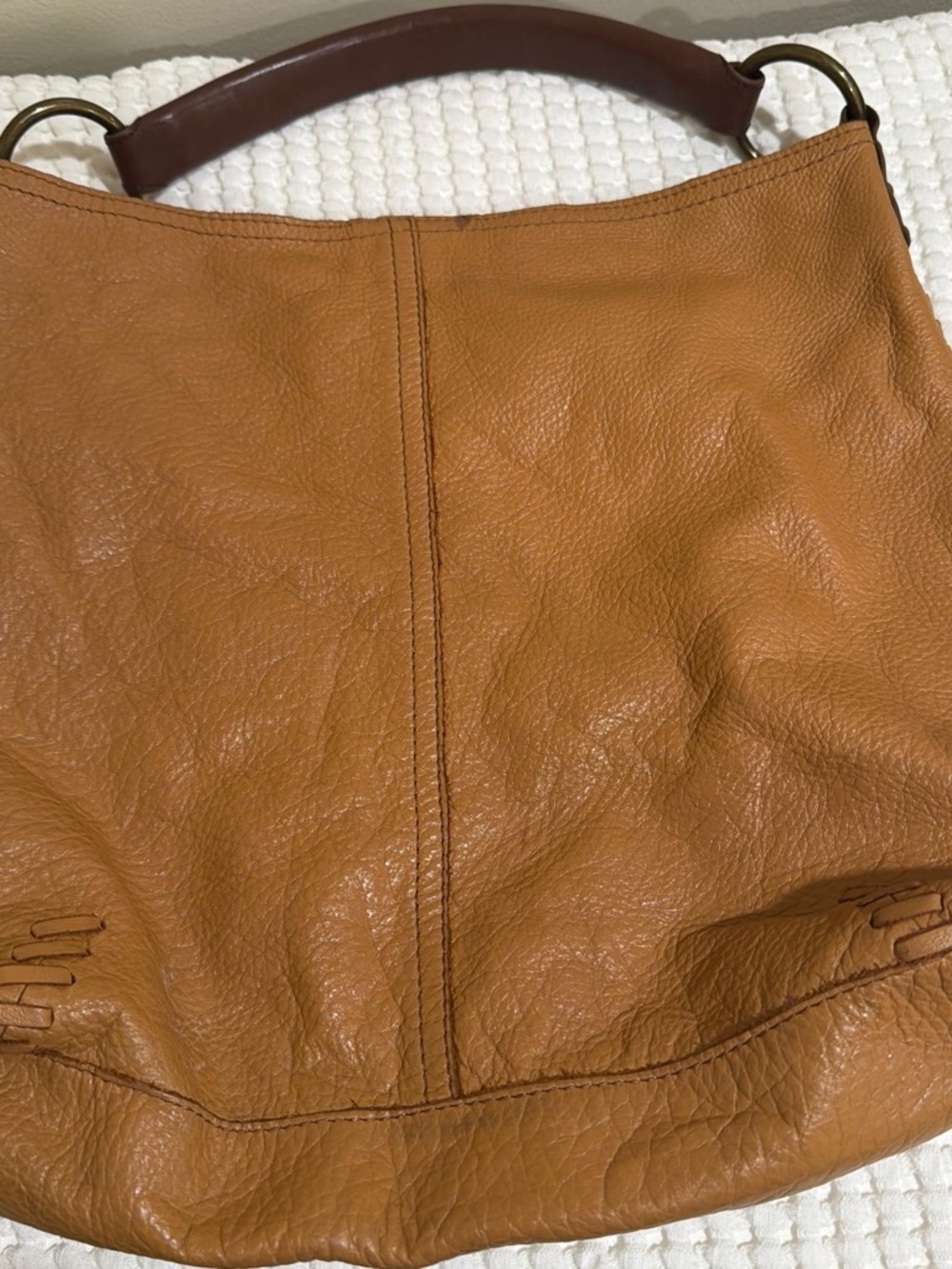 Lucky Brand Tan and Dark Brown Leather Shoulder Bag